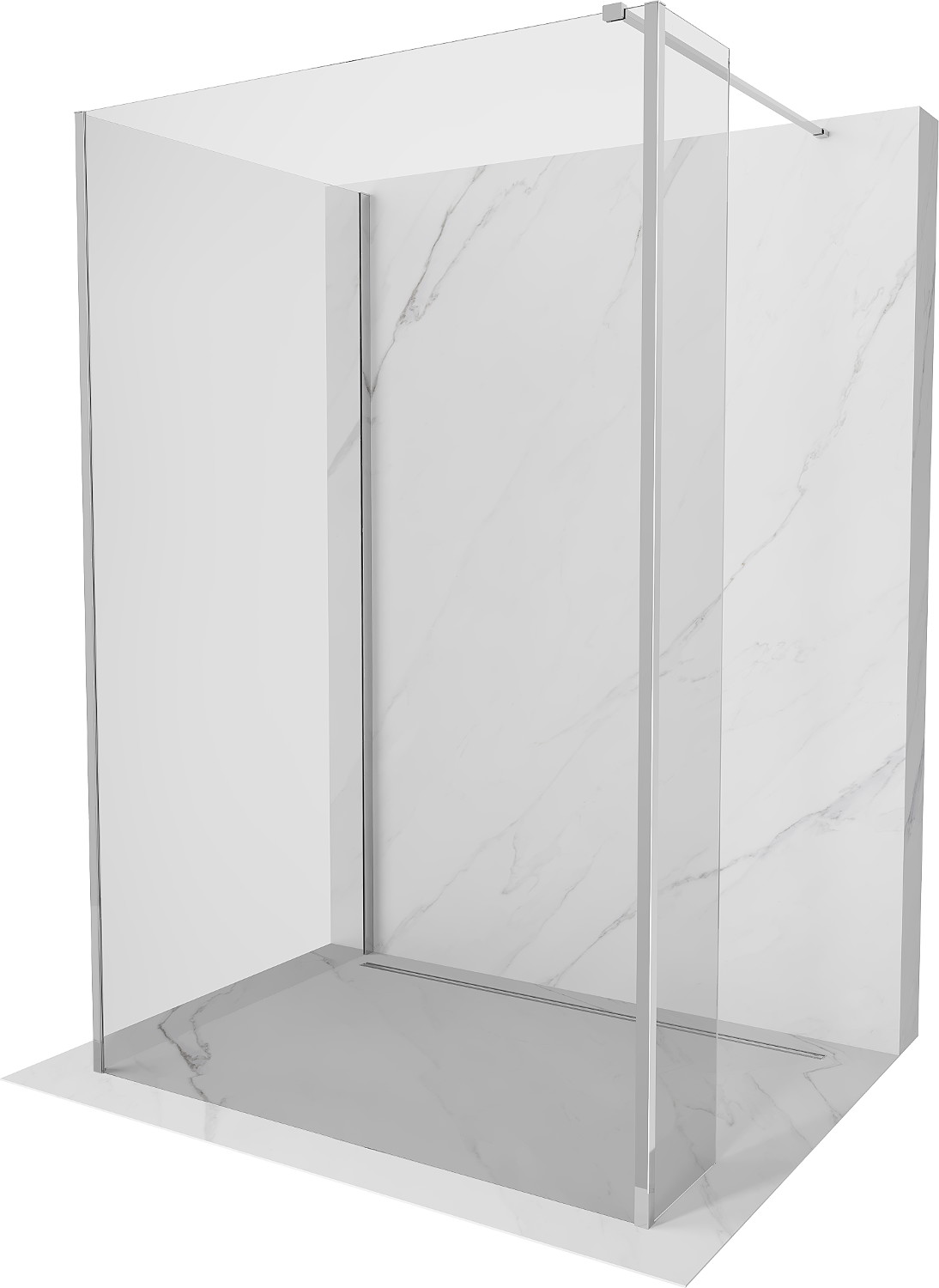 Mexen Kioto sprchová stěna Walk-in 140 x 80 x 30 cm, průhledná, chrom - 800-140-080-221-01-00-030