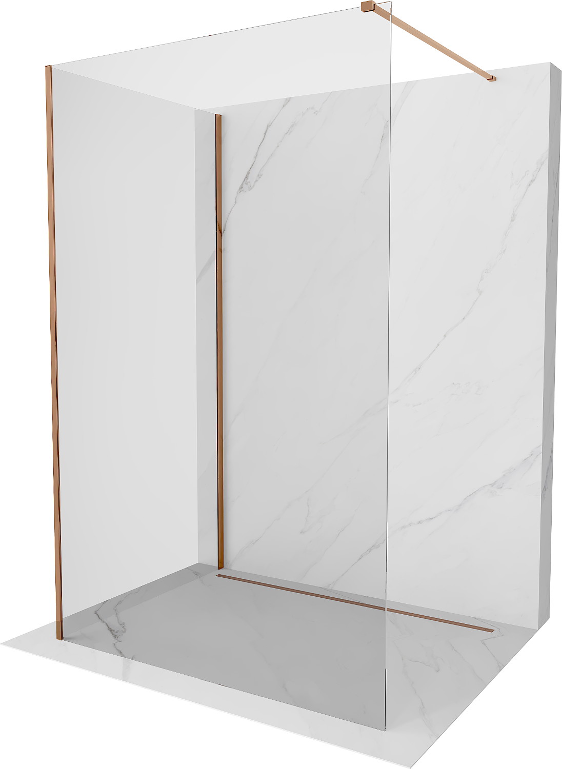 Mexen Kioto sprchová stěna Walk-in 130 x 75 cm, transparentní, růžové zlato - 800-130-212-60-00-075