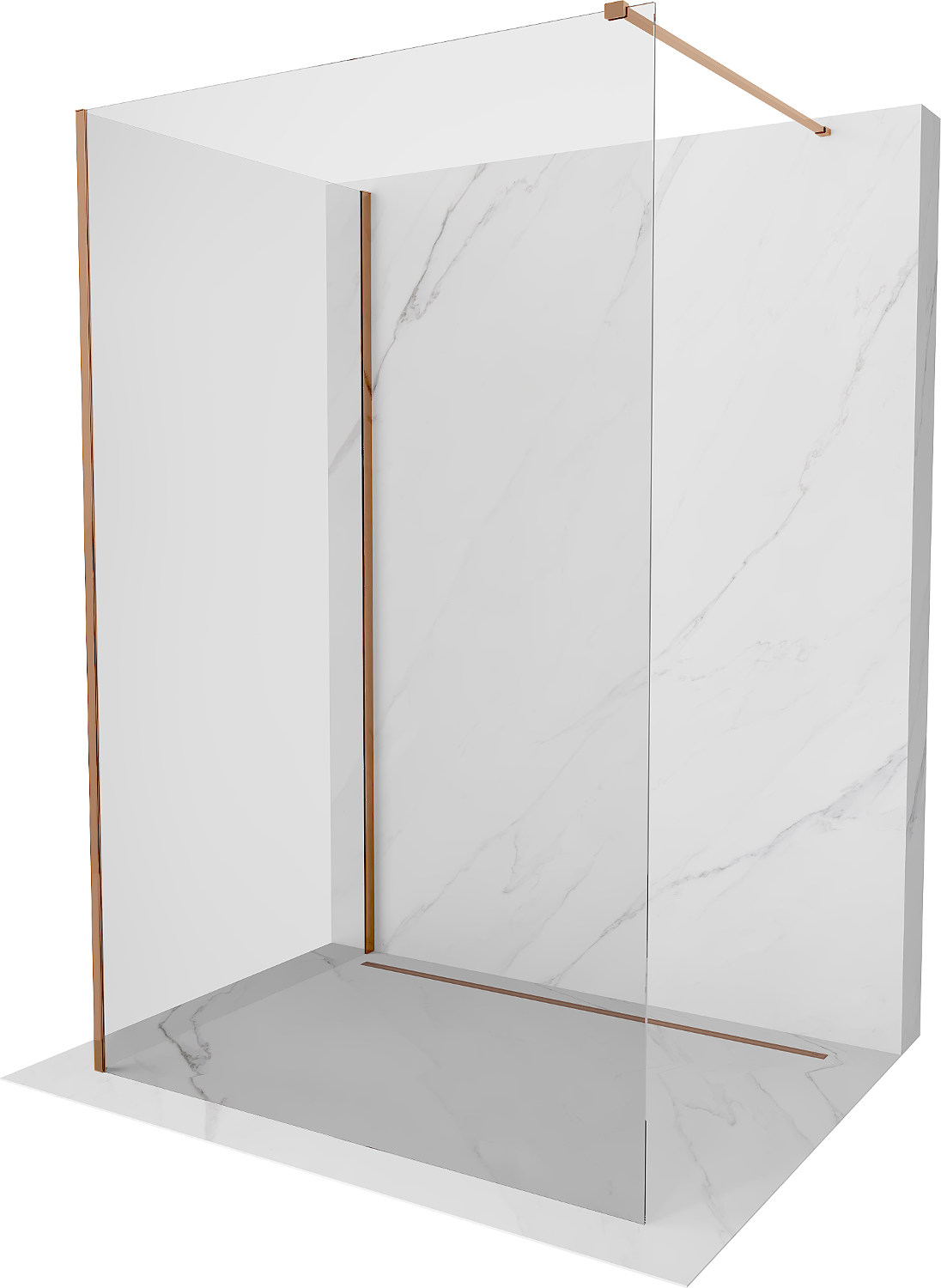 Mexen Kioto sprchová stěna Walk-in 120 x 85 cm, transparentní, růžové zlato - 800-120-212-60-00-085