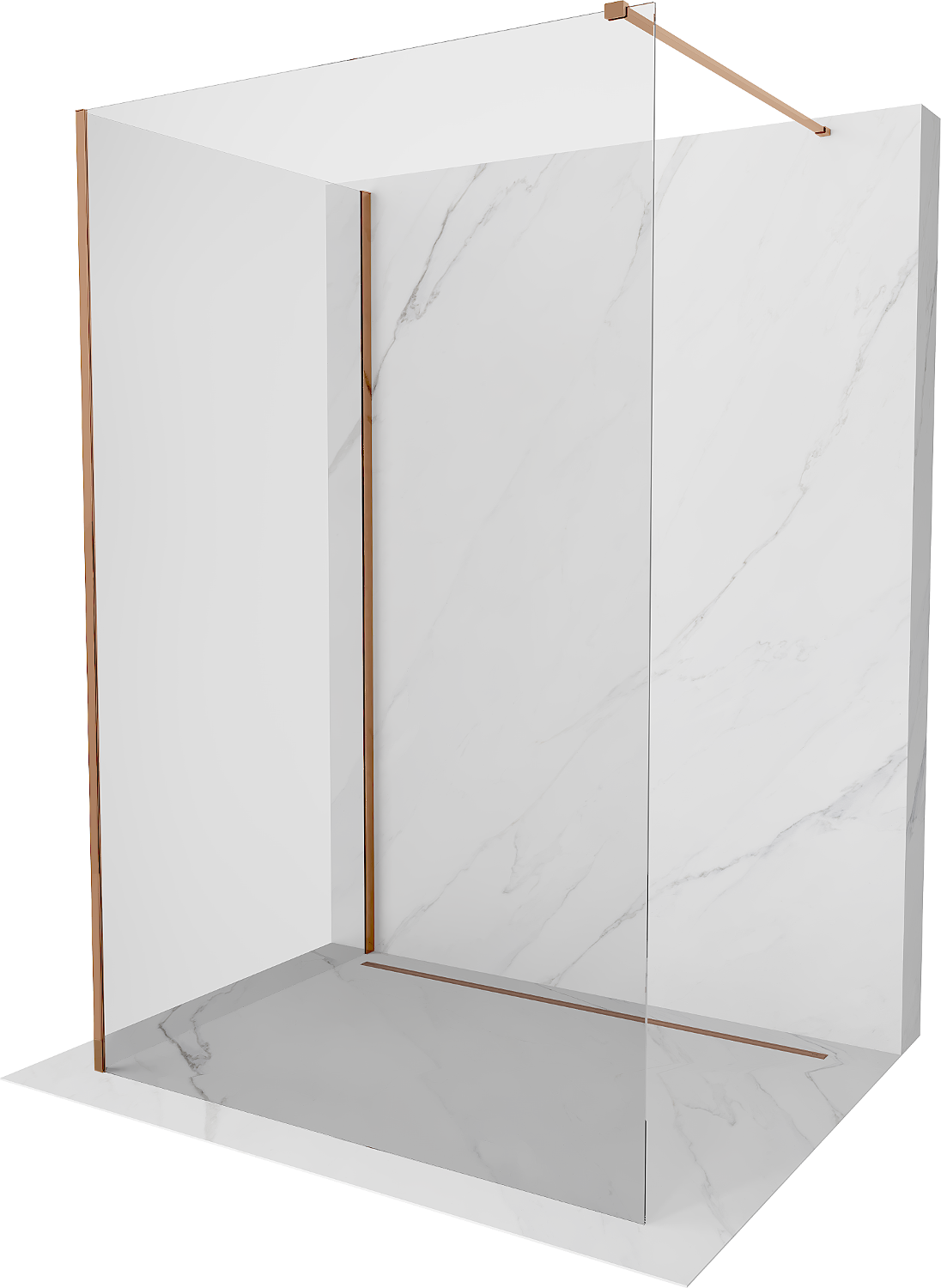 Mexen Kioto sprchová stěna Walk-in 140 x 120 cm, transparentní, růžové zlato - 800-140-212-60-00-120