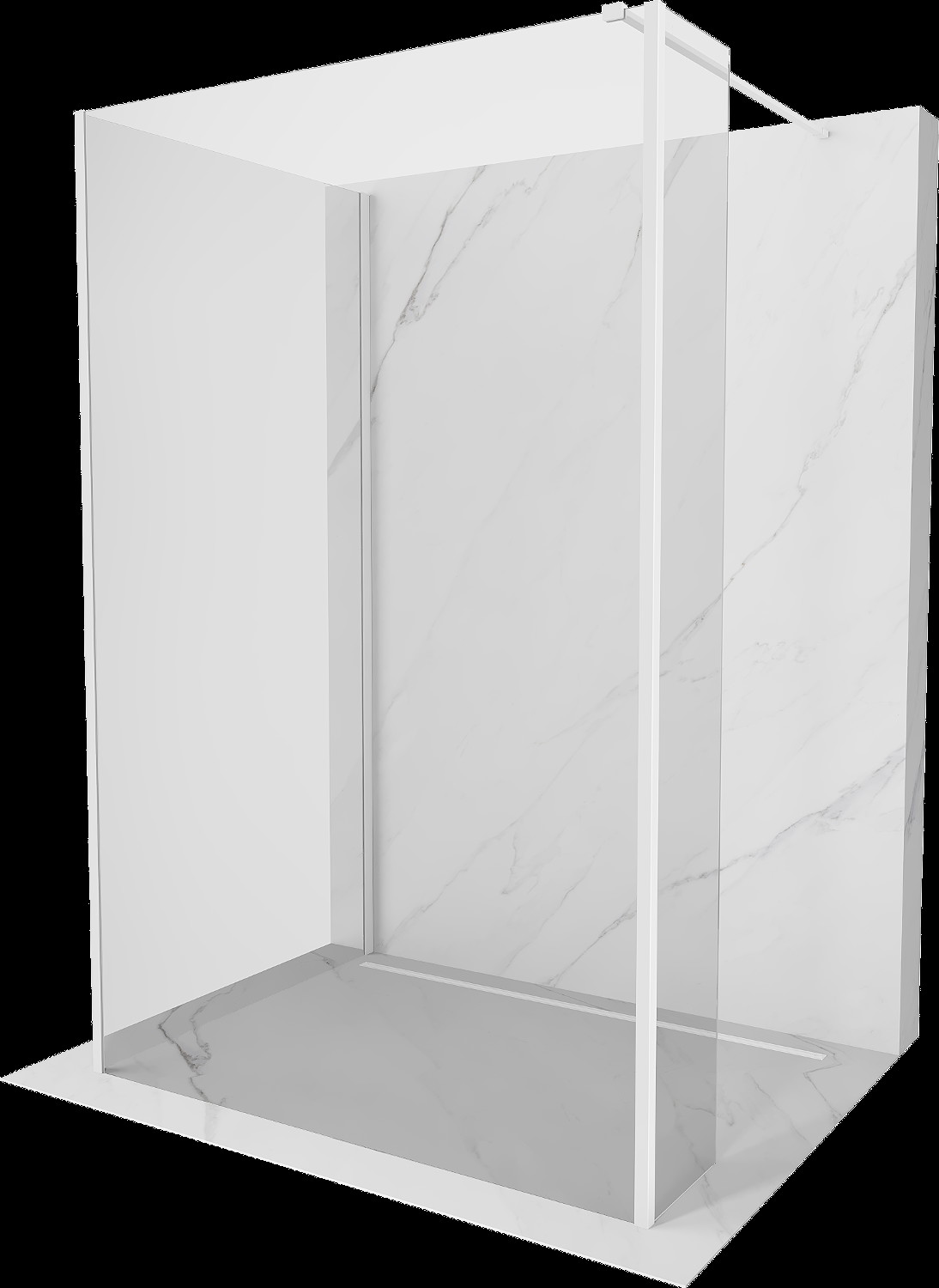 Mexen Kioto sprchová stěna Walk-in 135 x 80 x 30 cm, transparentní, bílá - 800-135-080-221-20-00-030