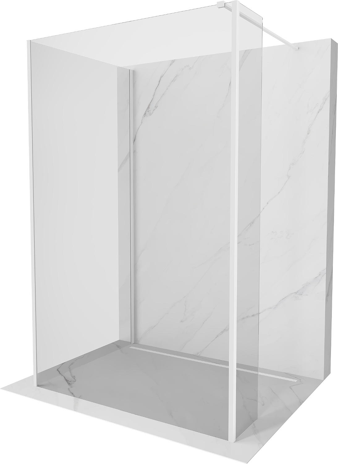 Mexen Kioto sprchová zástěna Walk-in 140 x 105 x 30 cm, transparentní, bílá - 800-140-105-221-20-00-030