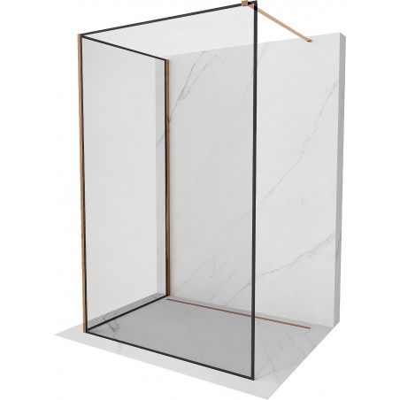 Mexen Kioto sprchová stěna Walk-in 130 x 120 cm, černý vzor, růžové zlato - 800-130-212-60-70-120