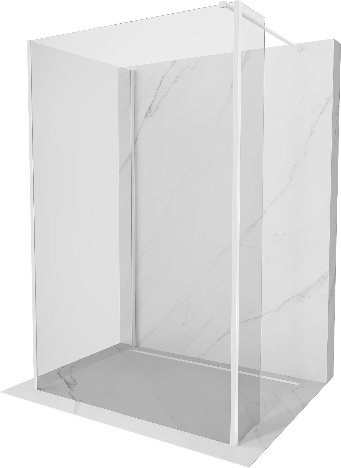 Mexen Kioto sprchová stěna Walk-in 140 x 110 x 40 cm, transparentní, bílá - 800-140-110-221-20-00-040