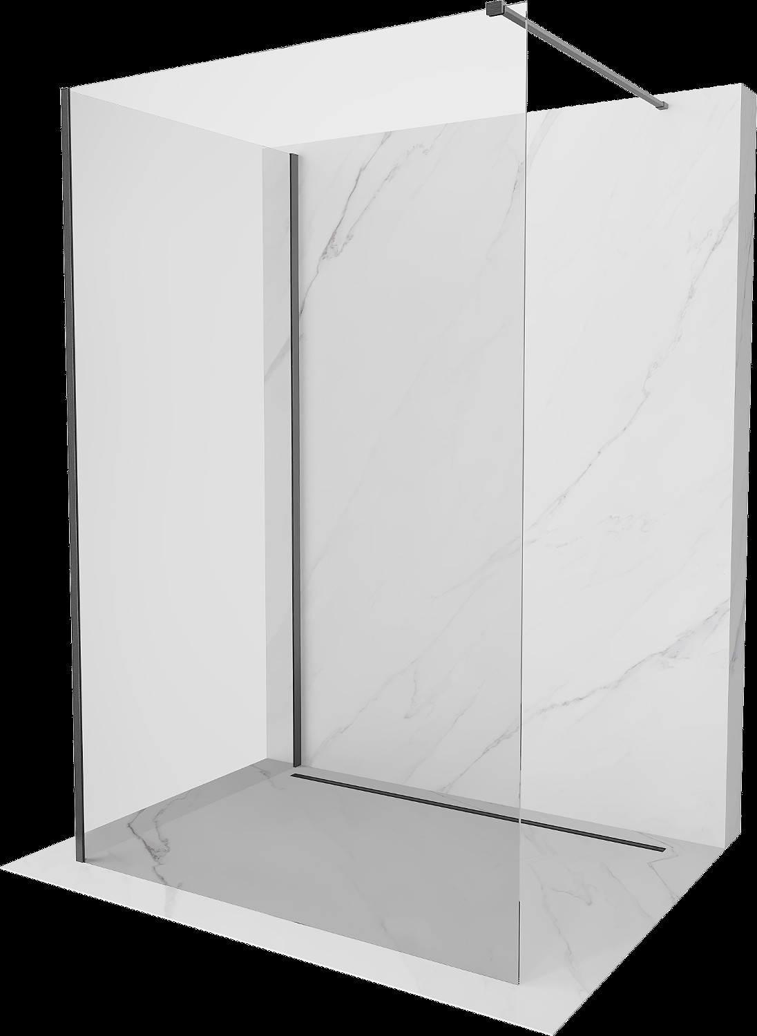 Mexen Kioto sprchová stěna Walk-in 130 x 75 cm, transparentní, broušený gun gray - 800-130-212-66-00-075