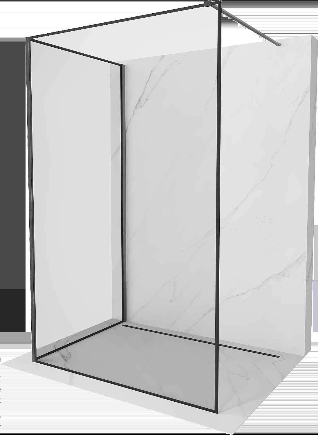 Mexen Kioto sprchová zástěna Walk-in 110 x 90 cm, černý vzor, gun gray broušený - 800-110-212-66-70-090