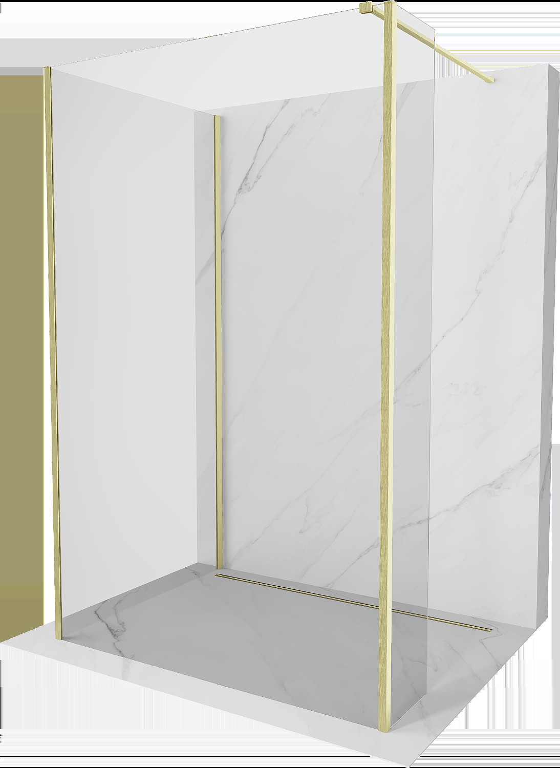 Mexen Kioto sprchová stěna Walk-in 125 x 90 x 30 cm, transparentní, zlatá kartáčovaná - 800-125-090-221-55-00-030