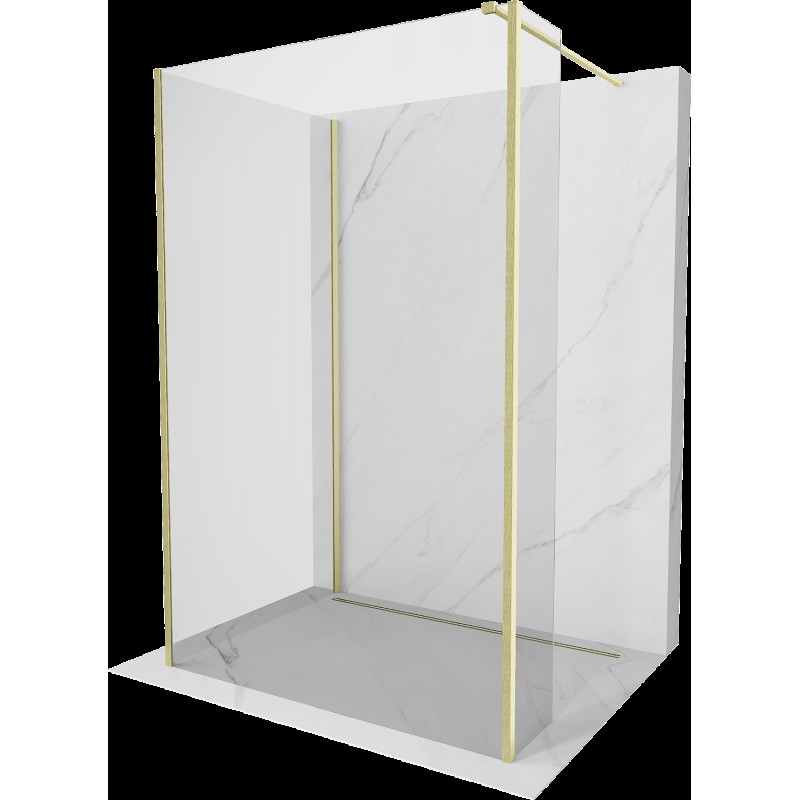 Mexen Kioto sprchová stěna Walk-in 140 x 100 x 30 cm, transparentní, zlatě kartáčovaná - 800-140-100-221-55-00-030