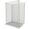 Mexen Kioto sprchová stěna Walk-in 135 x 110 x 30 cm, transparentní, zlatá kartáčovaná - 800-135-110-221-55-00-030