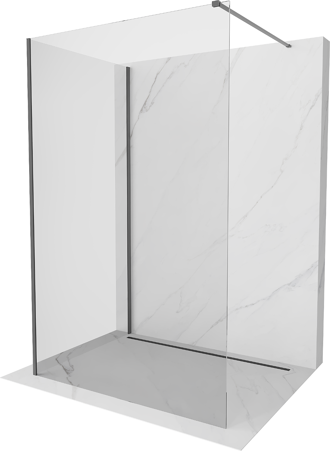 Mexen Kioto sprchová stěna Walk-in 130 x 85 cm, transparentní, gun metal - 800-130-212-95-00-085