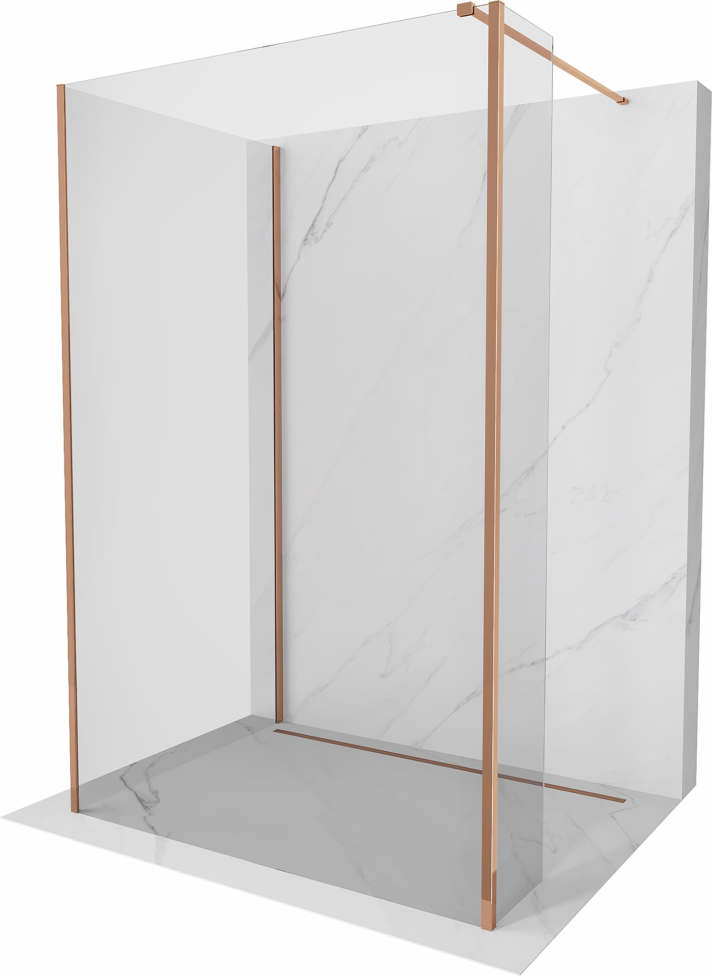 Mexen Kioto sprchová stěna Walk-in 120 x 70 x 30 cm, transparentní, růžové zlato - 800-120-070-221-60-00-030