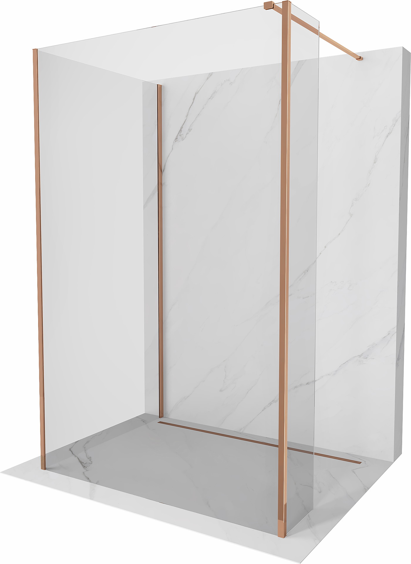 Mexen Kioto sprchová stěna Walk-in 125 x 70 x 30 cm, transparentní, růžové zlato - 800-125-070-221-60-00-030