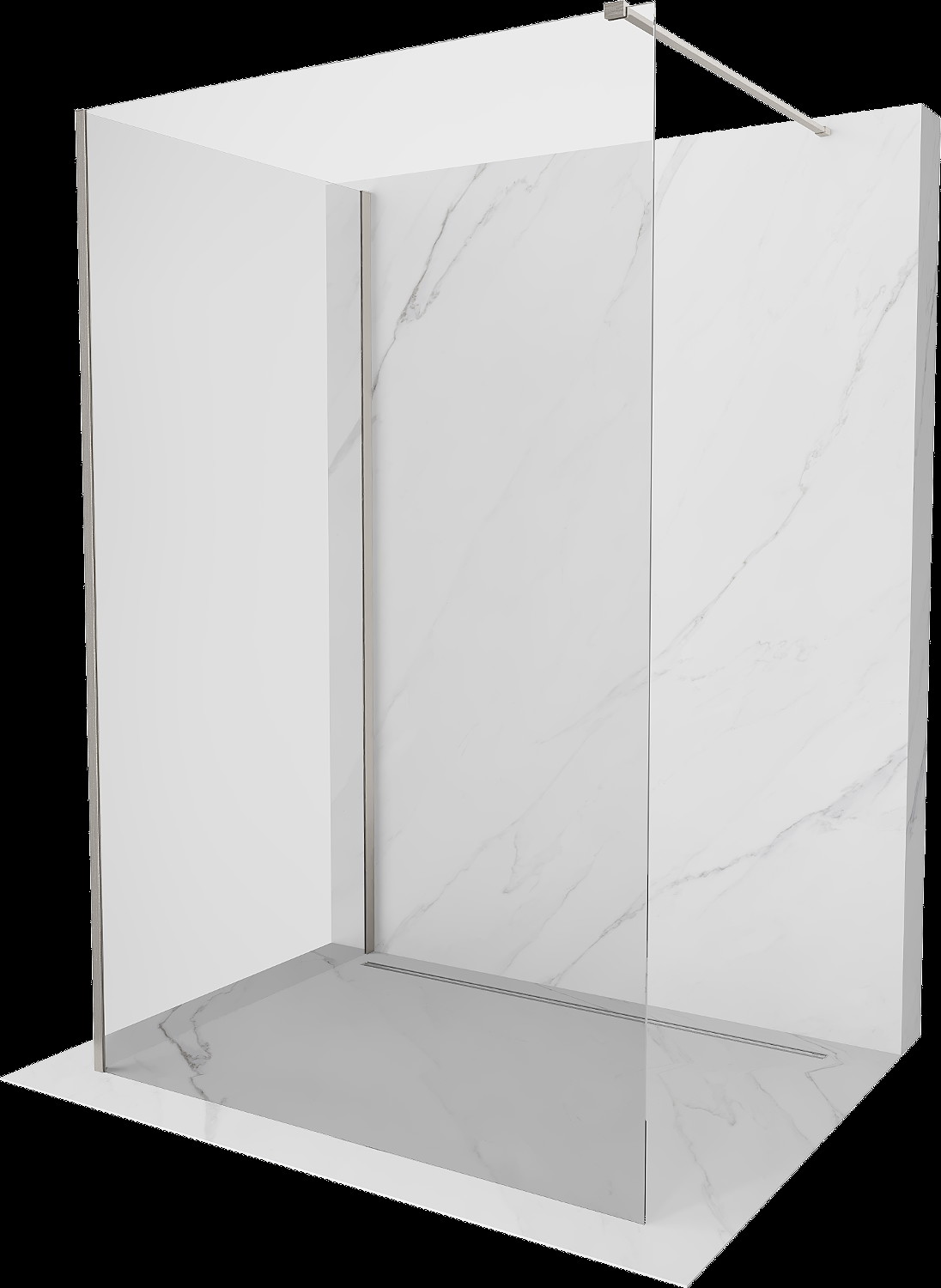 Mexen Kioto sprchová stěna Walk-in 130 x 90 cm, transparentní, kartáčovaný nikl - 800-130-212-97-00-090