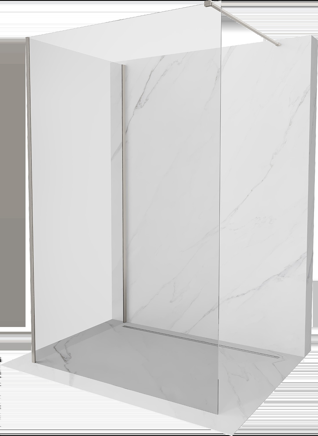 Mexen Kioto sprchová zástěna Walk-in 130 x 95 cm, transparentní, kartáčovaný nikl - 800-130-212-97-00-095