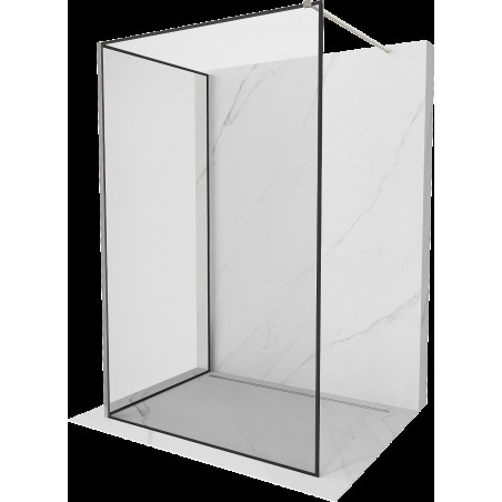 Mexen Kioto Sprchová stěna Walk-in 120 x 110 cm, černý vzor, kartáčovaný nikl - 800-120-212-97-70-110