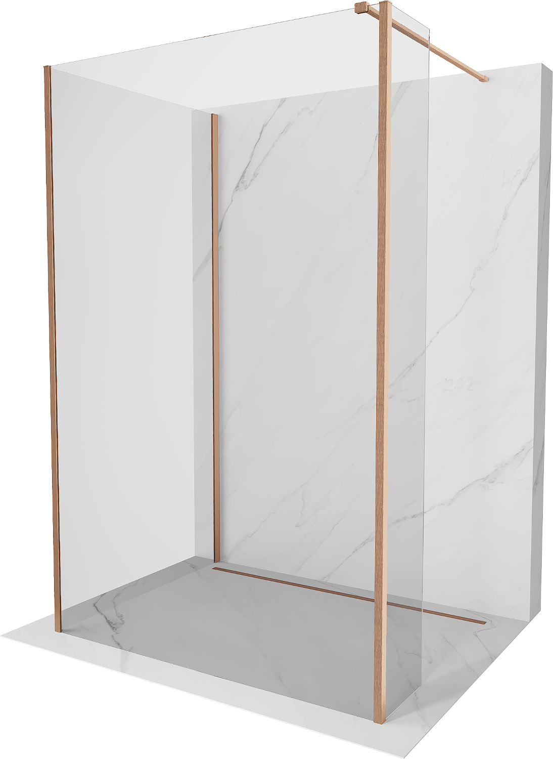 Mexen Kioto sprchová stěna Walk-in 125 x 70 x 30 cm, transparentní, kartáčovaný měď - 800-125-070-221-65-00-030