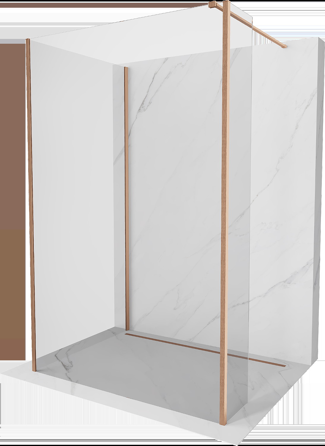 Mexen Kioto sprchová stěna Walk-in 140 x 80 x 40 cm, transparentní, broušený měď - 800-140-080-221-65-00-040