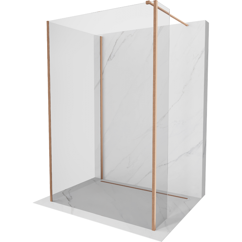 Mexen Kioto sprchová zástěna Walk-in 140 x 100 x 40 cm, transparentní, broušená měď - 800-140-100-221-65-00-040