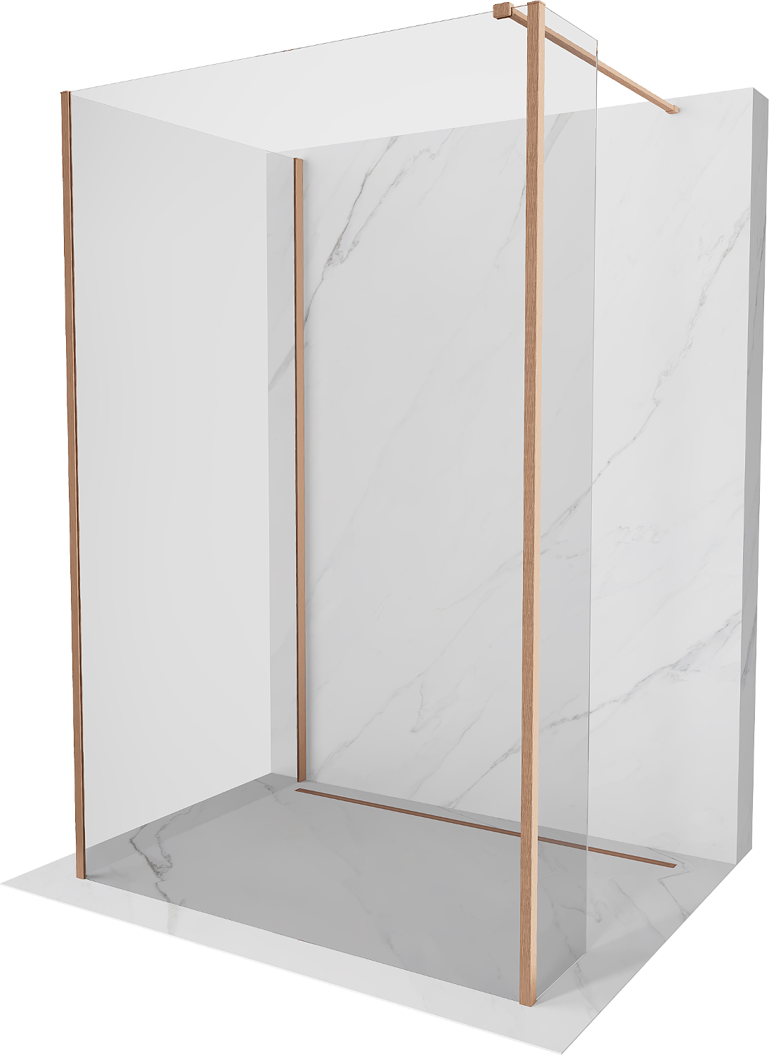 Mexen Kioto sprchová zástěna Walk-in 140 x 100 x 40 cm, transparentní, broušená měď - 800-140-100-221-65-00-040