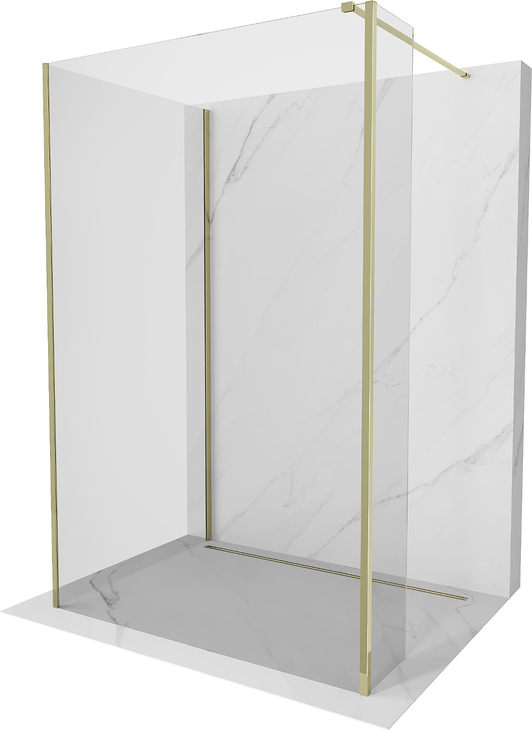 Mexen Kioto sprchová stěna Walk-in 110 x 75 x 30 cm, transparentní, zlatá - 800-110-075-221-50-00-030