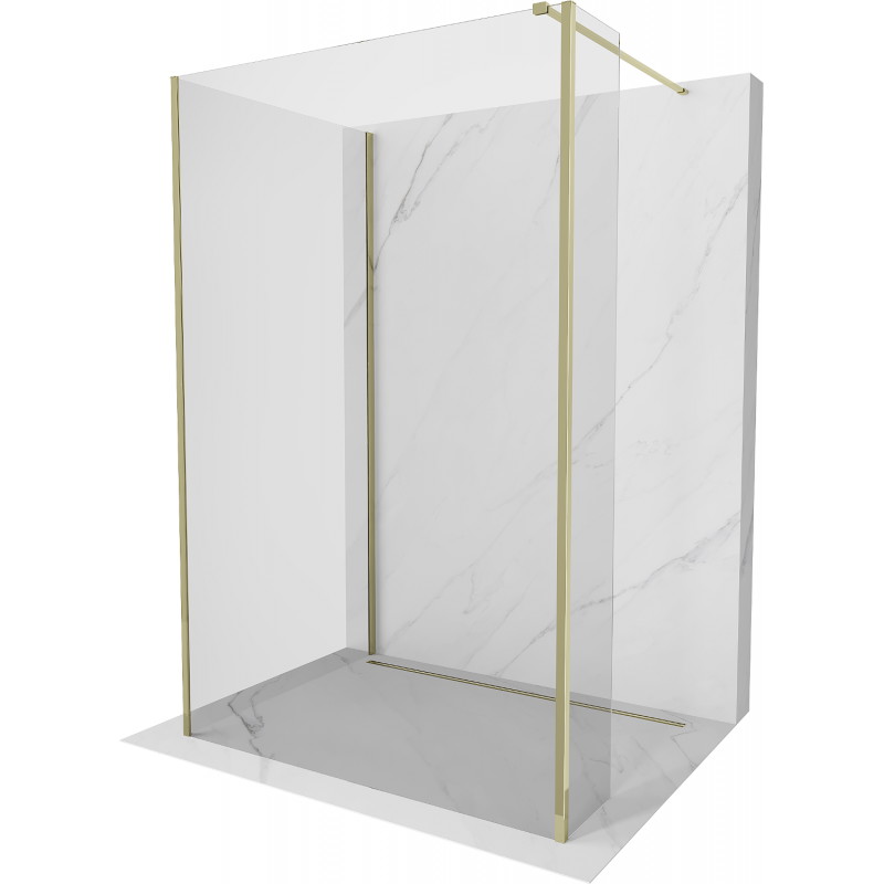 Mexen Kioto sprchová stěna Walk-in 90 x 85 x 30 cm, transparentní, zlatá - 800-090-085-221-50-00-030