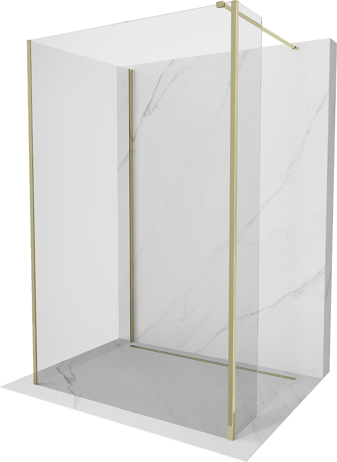 Mexen Kioto sprchová stěna Walk-in 105 x 90 x 30 cm, průhledná, zlatá - 800-105-090-221-50-00-030