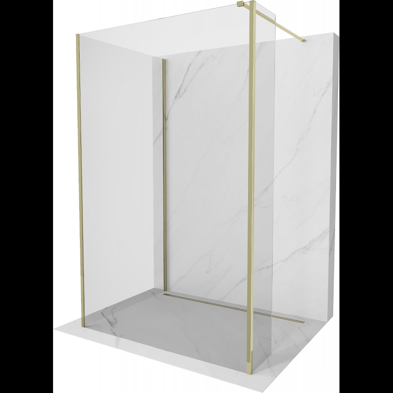 Mexen Kioto sprchová stěna Walk-in 130 x 110 x 30 cm, transparentní, zlatá - 800-130-110-221-50-00-030