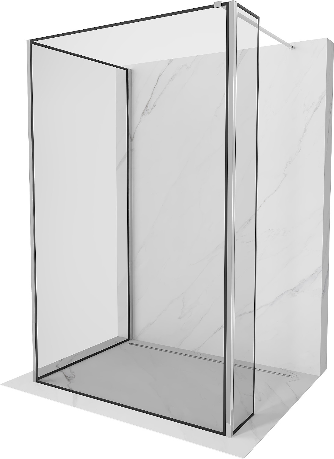 Mexen Kioto sprchová stěna Walk-in 140 x 70 x 30 cm, černý vzor, chrom - 800-140-070-221-01-70-030