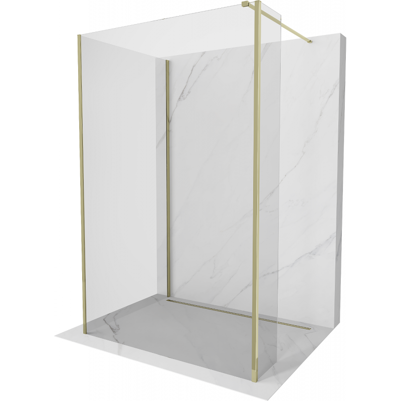 Mexen Kioto sprchová stěna Walk-in 130 x 80 x 40 cm, transparentní, zlatá - 800-130-080-221-50-00-040