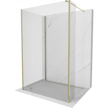 Mexen Kioto sprchová stěna Walk-in 135 x 80 x 40 cm, transparentní, zlatá - 800-135-080-221-50-00-040