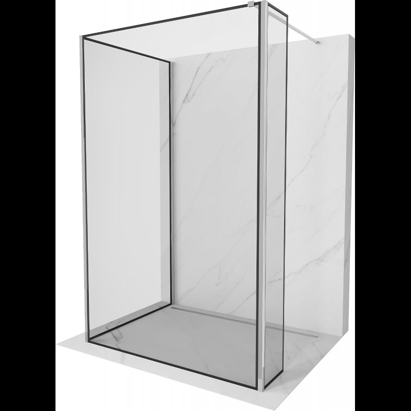 Mexen Kioto sprchová stěna Walk-in 140 x 100 x 30 cm, černý vzor, chrom - 800-140-100-221-01-70-030