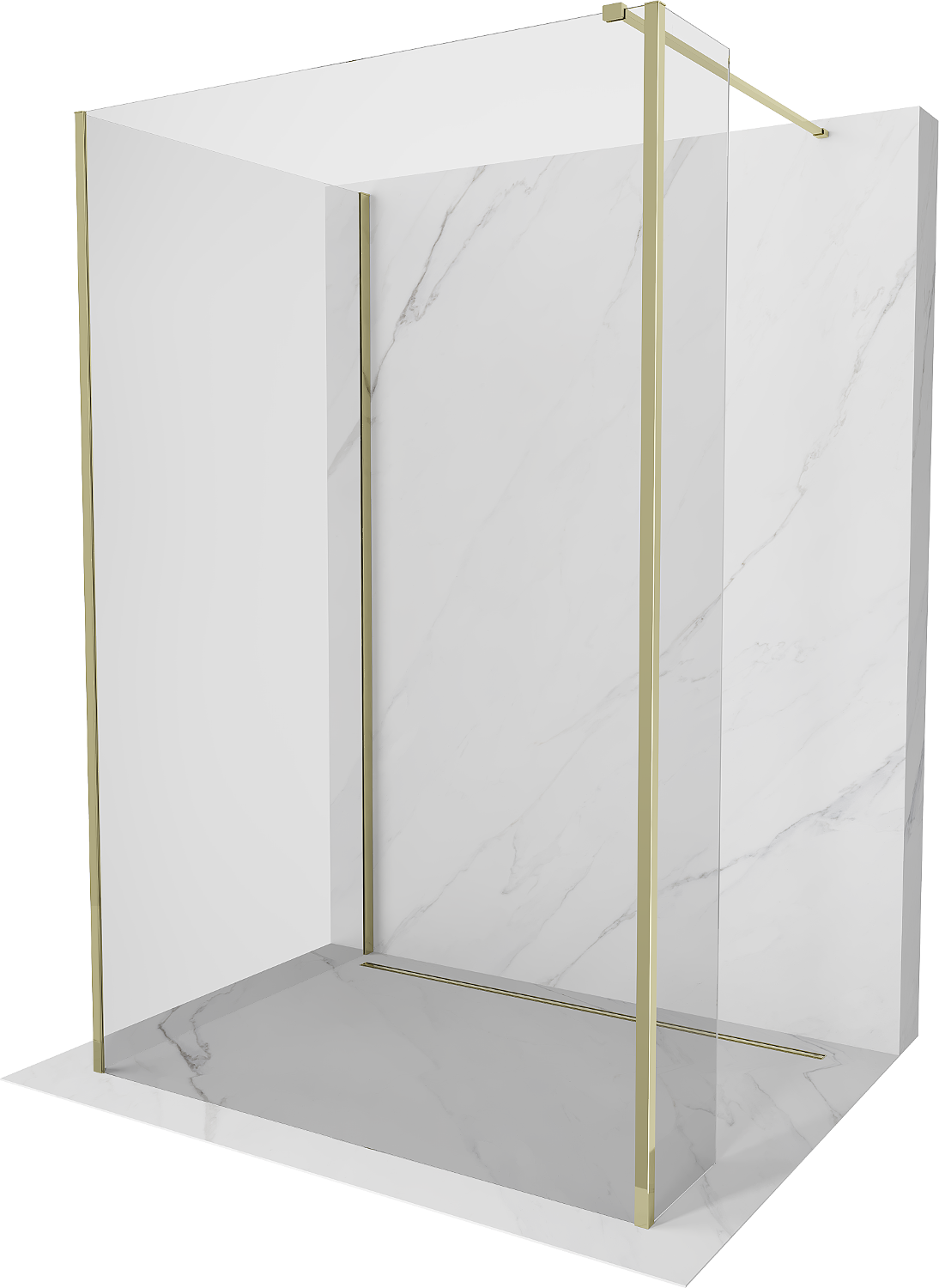 Mexen Kioto sprchová stěna Walk-in 140 x 85 x 40 cm, transparentní, zlatá - 800-140-085-221-50-00-040