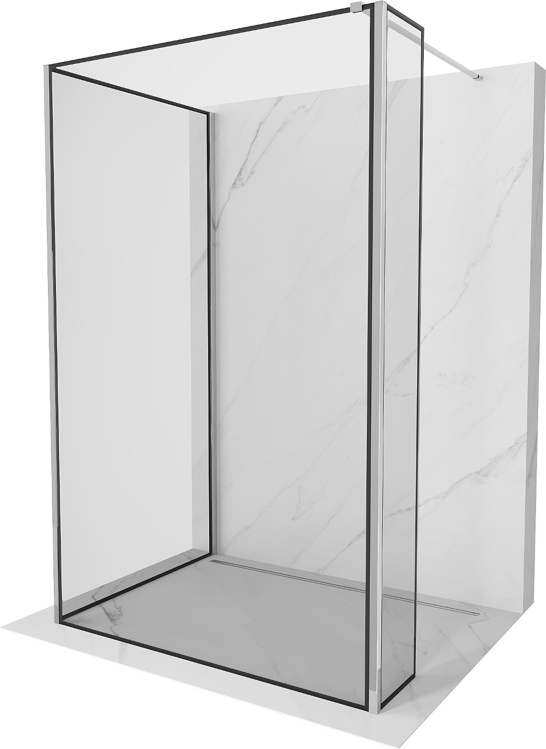 Mexen Kioto sprchová stěna Walk-in 130 x 80 x 40 cm, černý vzor, chrom - 800-130-080-221-01-70-040