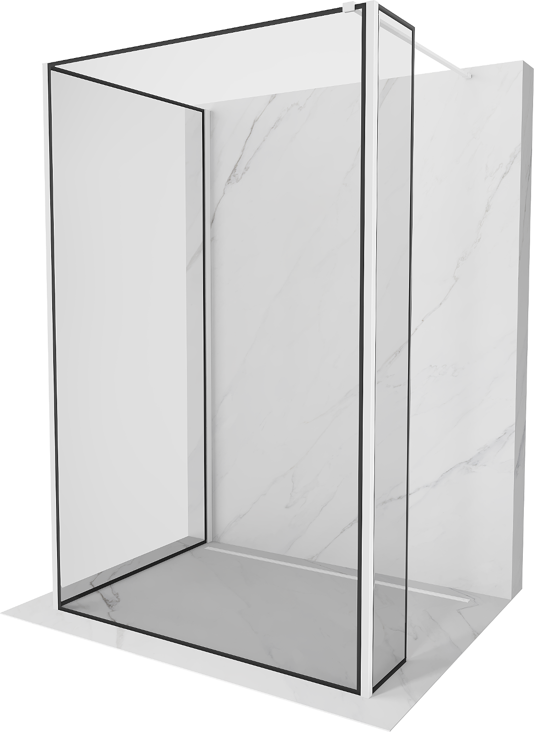 Mexen Kioto sprchová stěna Walk-in 130 x 100 x 40 cm, černý vzor, bílá - 800-130-100-221-20-70-040