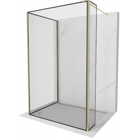 Mexen Kioto sprchová stěna Walk-in 130 x 100 x 40 cm, černý vzor, zlatá - 800-130-100-221-50-70-040