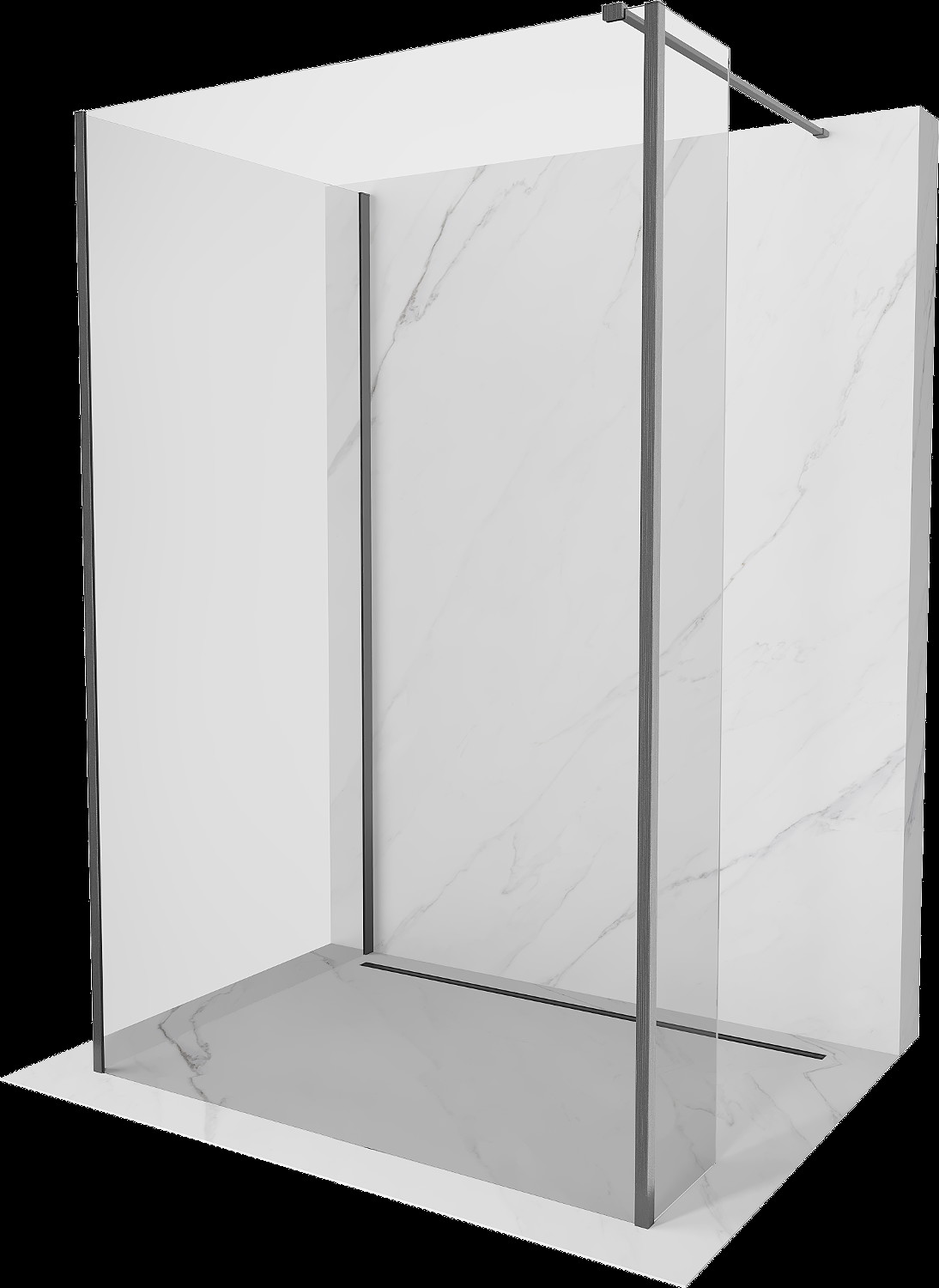 Mexen Kioto sprchová stěna Walk-in 130 x 80 x 30 cm, transparentní, kartáčovaný gun gray - 800-130-080-221-66-00-030