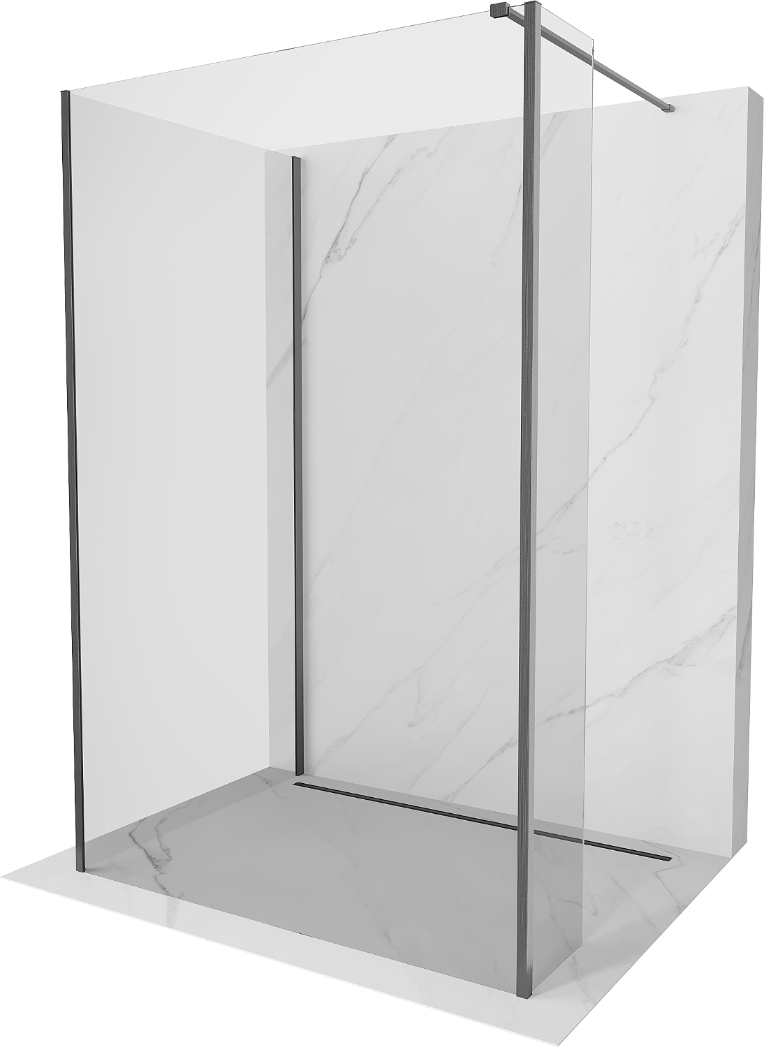 Mexen Kioto sprchová zástěna Walk-in 130 x 85 x 30 cm, transparentní, gun gray kartáčovaný - 800-130-085-221-66-00-030