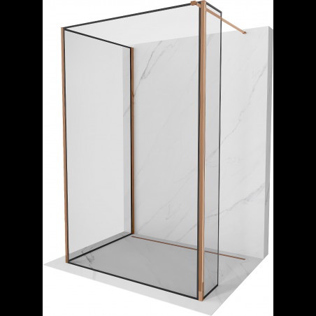 Mexen Kioto sprchová stěna Walk-in 120 x 70 x 30 cm, černý vzor, růžové zlato - 800-120-070-221-60-70-030