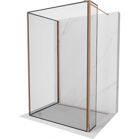 Mexen Kioto sprchová stěna Walk-in 100 x 80 x 30 cm, černý vzor, růžové zlato - 800-100-080-221-60-70-030