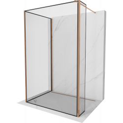 Mexen Kioto zástěna sprchová Walk-in 140 x 100 x 30 cm, černý vzor, růžové zlato - 800-140-100-221-60-70-030