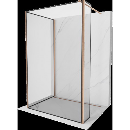 Mexen Kioto sprchová stěna Walk-in 130 x 120 x 40 cm, černý vzor, broušená měď - 800-130-120-221-65-70-040