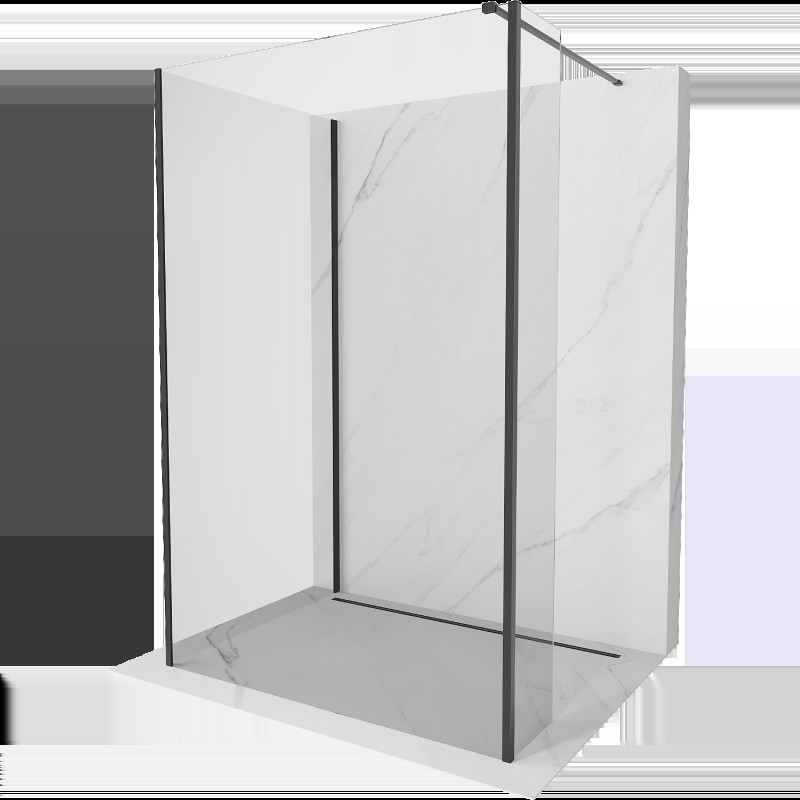 Mexen Kioto sprchová stěna Walk-in 140 x 75 x 30 cm, transparentní, černá - 800-140-075-221-70-00-030