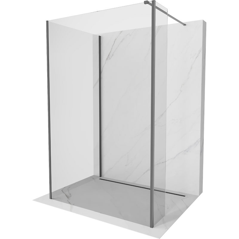 Mexen Kioto sprchová stěna Walk-in 130 x 120 x 30 cm, transparentní, gun metal - 800-130-120-221-95-00-030