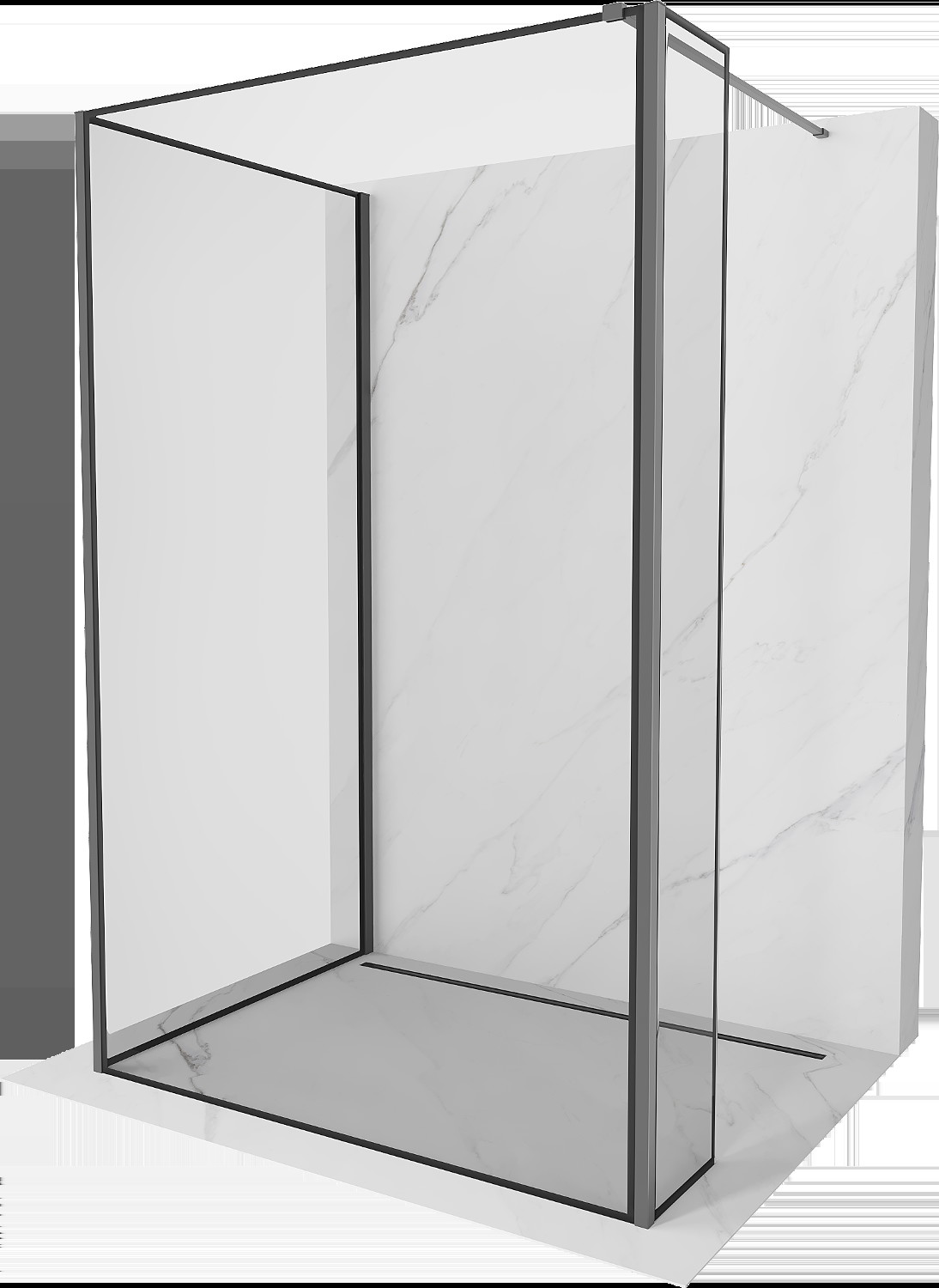 Mexen Kioto sprchová stěna Walk-in 100 x 90 x 30 cm, černý vzor, gun metal - 800-100-090-221-95-70-030