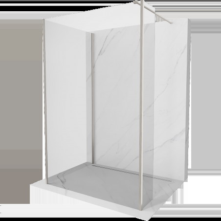 Mexen Kioto sprchová stěna Walk-in 125 x 80 x 30 cm, transparentní, kartáčovaný nikel - 800-125-080-221-97-00-030