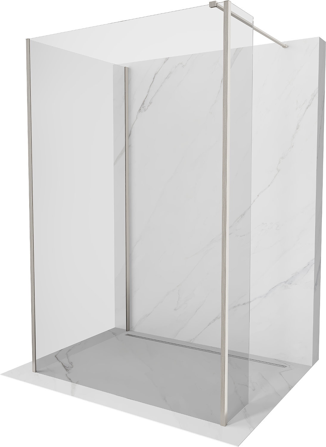 Mexen Kioto sprchová stěna Walk-in 120 x 90 x 30 cm, transparentní, kartáčovaný nikl - 800-120-090-221-97-00-030