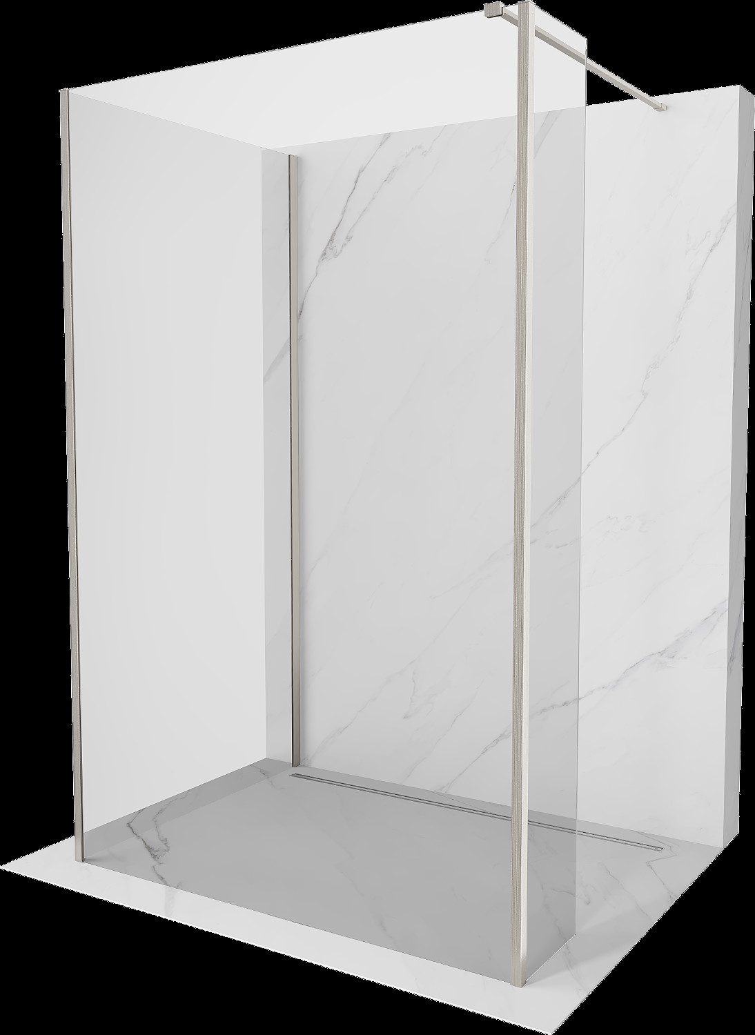 Mexen Kioto sprchová zástěna Walk-in 105 x 90 x 30 cm, transparentní, kartáčovaný nikl - 800-105-090-221-97-00-030