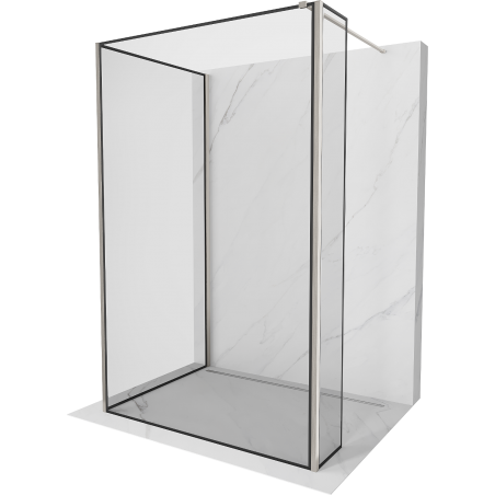 Mexen Kioto sprchová stěna Walk-in 100 x 90 x 30 cm, černý vzor, kartáčovaný nikl - 800-100-090-221-97-70-030