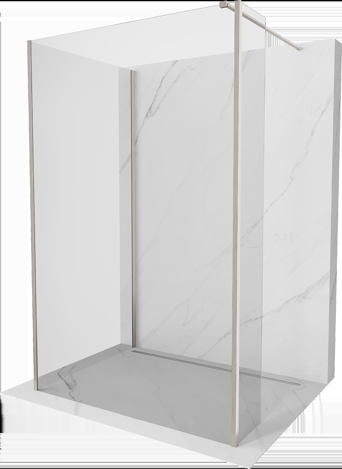 Mexen Kioto sprchová stěna Walk-in 130 x 95 x 40 cm, transparentní, kartáčovaný nikl - 800-130-095-221-97-00-040