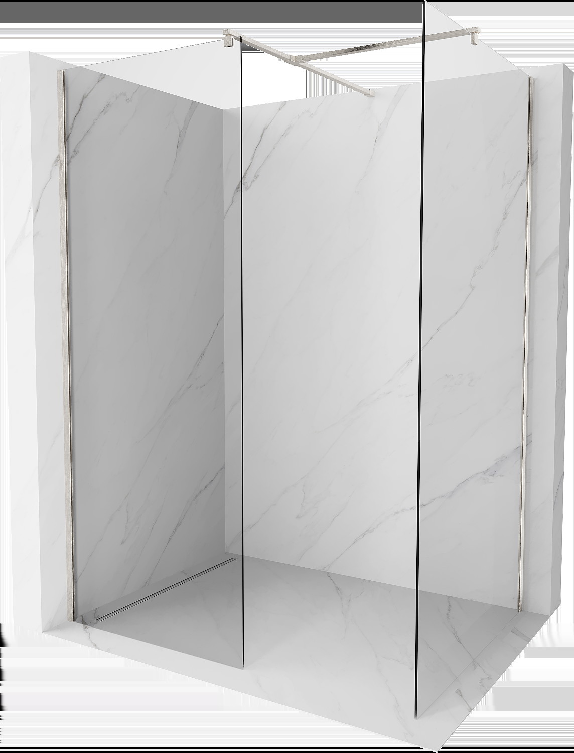 Mexen Kioto sprchová zástěna Walk-in 150 x 90 cm, transparentní, kartáčovaný nikl - 800-150-202-97-00-090